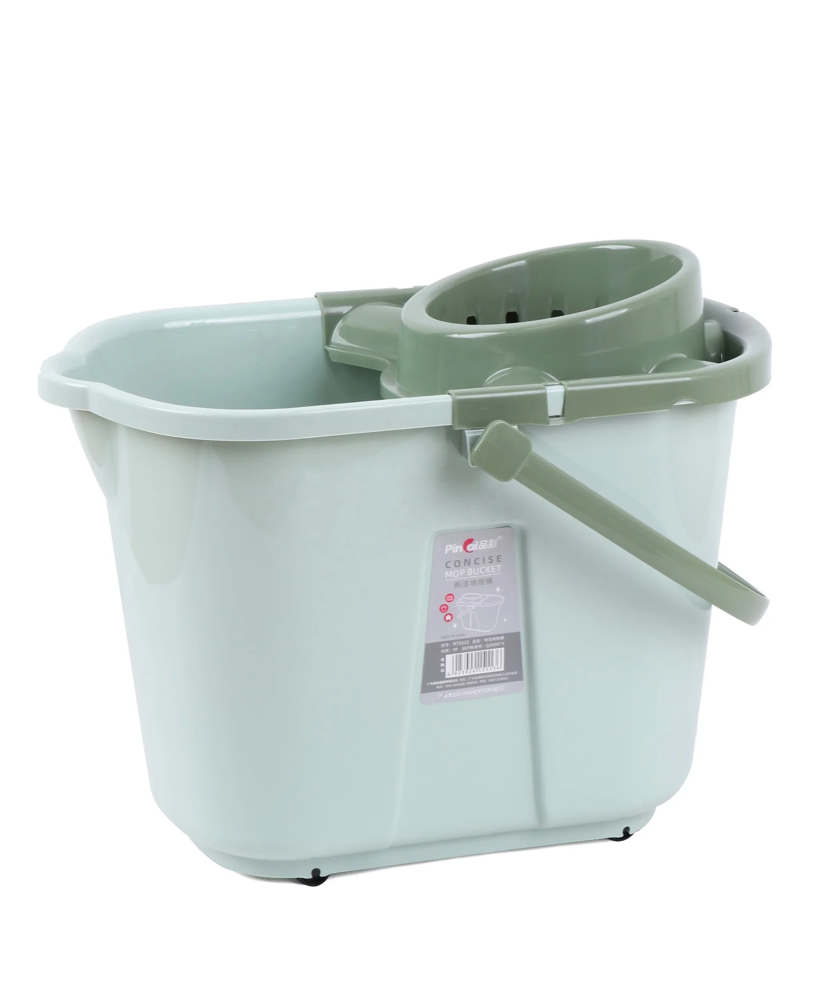 High quality household plastic water buckets comfortable handle mop bucket with wheels