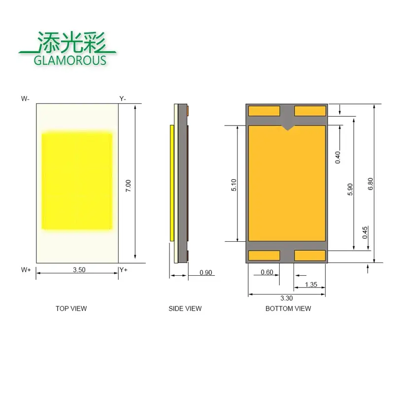 15w car led chip 1400-1800LM csp 3570 car light Smd Led Csp Chip For Carlight