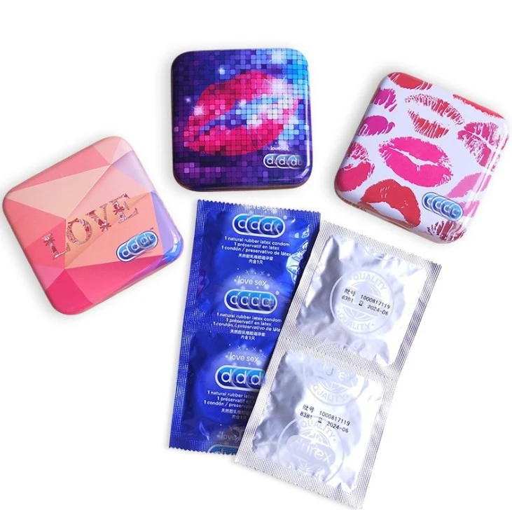 Custom printing condoms metal box tin container tin cans with lids