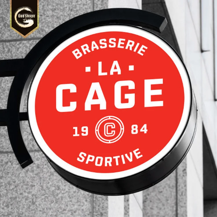 Best price outdoor  circle LED advertising light box letters wall mounted led logo printed round light boxes with brackets