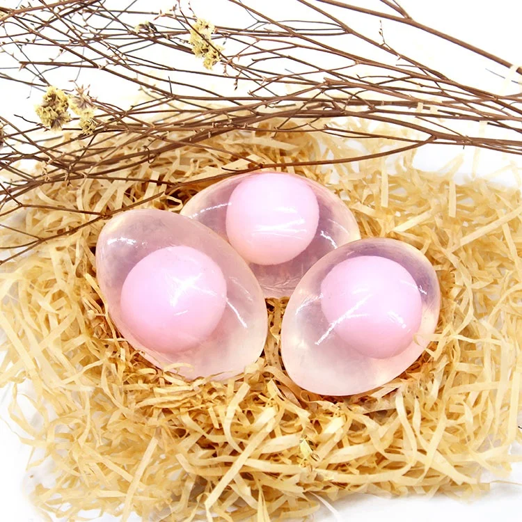Oem Logo 80G Pink Egg Shape Soap Handmade Hand Soap Egg Collagen Whitening Soap For Bath Face Hand Basic Cleaning