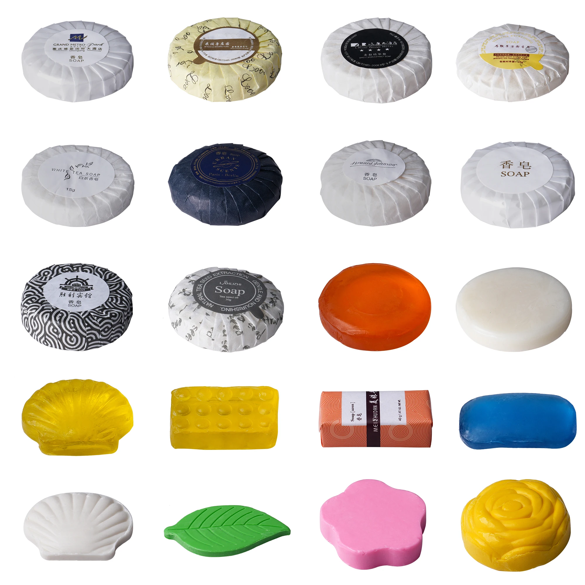 Guangzhou One Stop Hotel Amenity Toiletries Purchase Flower Leaf Shape Design 15G 20G Wholesale Hotel Soap