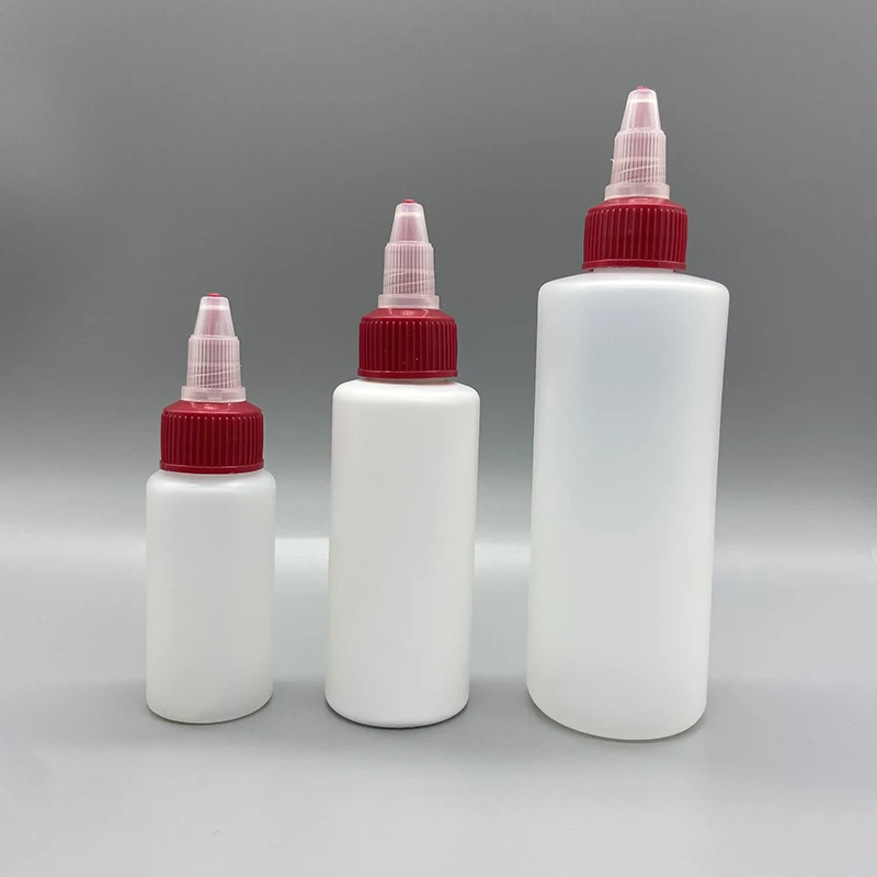 Empty PE Plastic 30ml 60ml 120ml squeeze pigment ink bottle with twist cap
