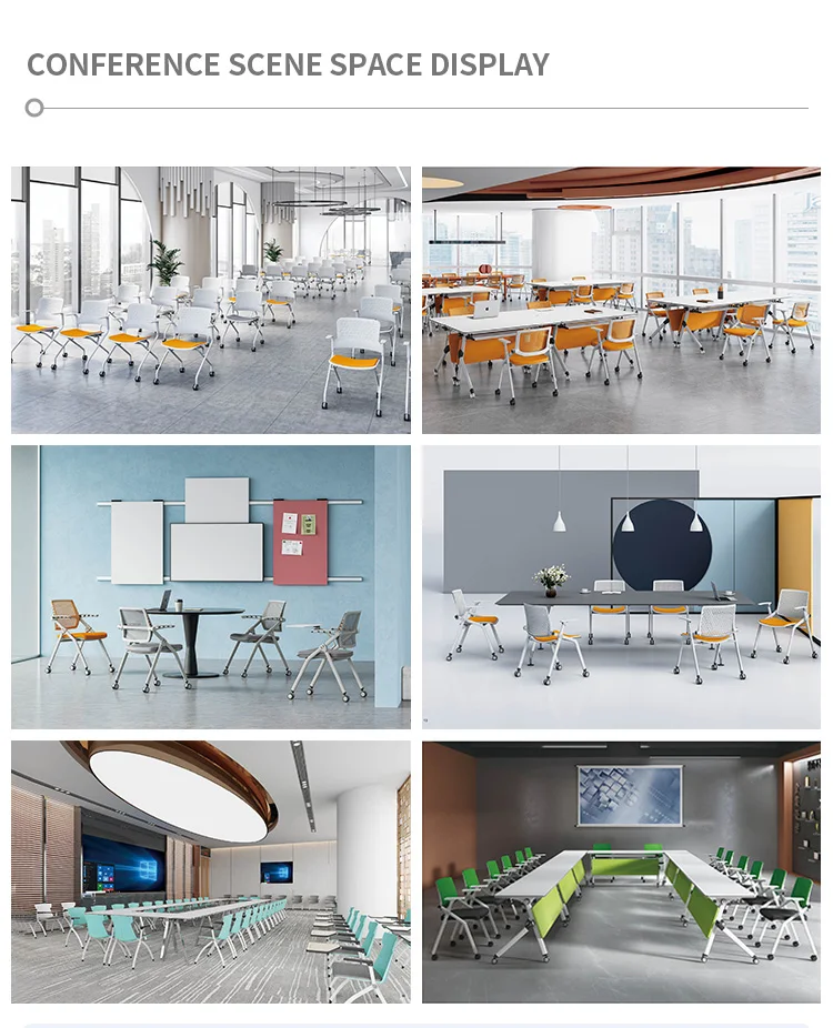 Foldable Training Center Meeting Room Office Chair Plastic Meeting School Learning Training Chairs with Writing Table