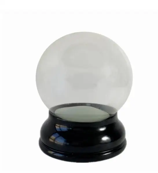Home Decoration Glass Display Dome Empty Snow Globe Resin Black Base DIY Snow Globe Christmas Craft