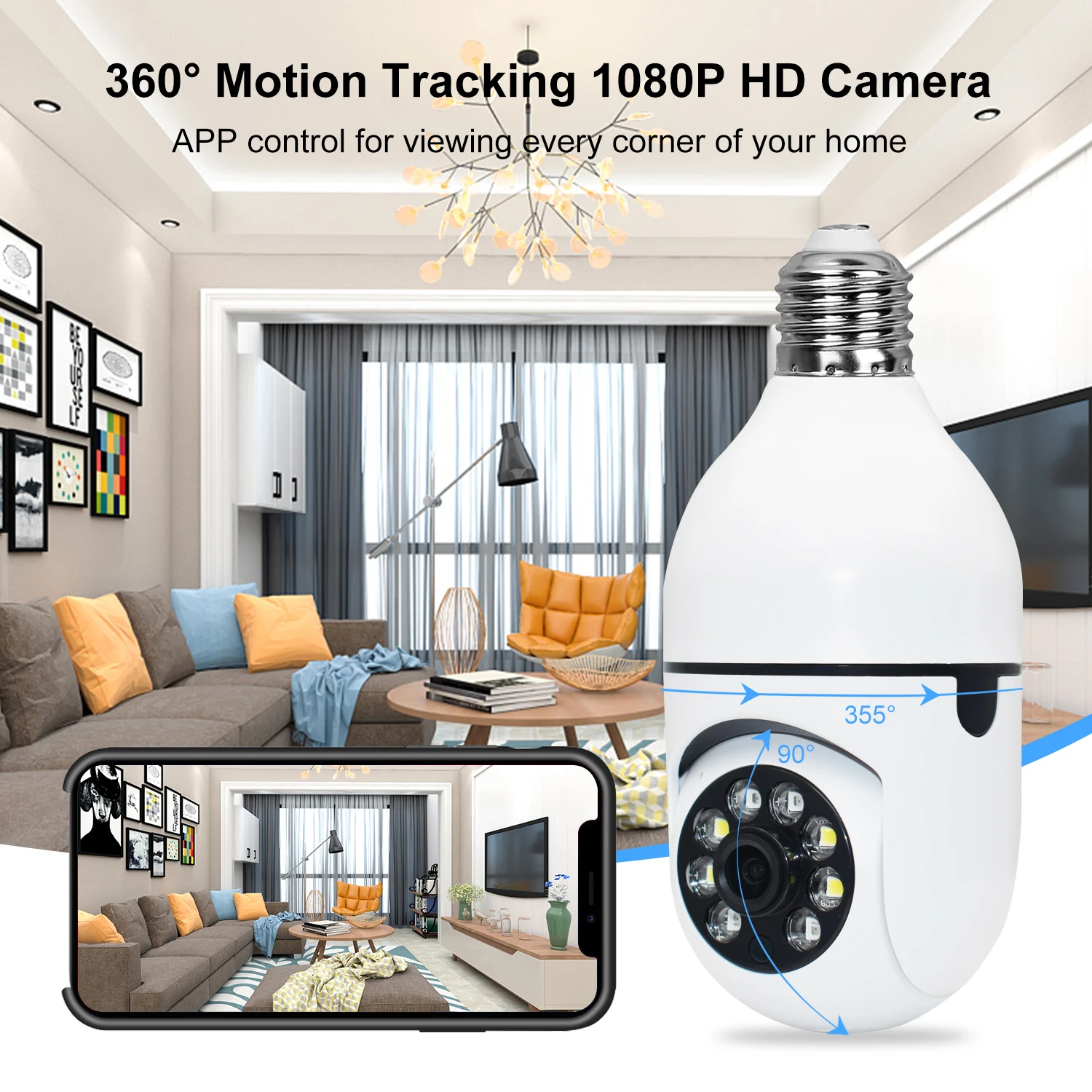 HD Bulb Camera Surveillance WIFI CCTV Wifi Camera Mini Plus Bulb Camera PTZ Waterproof Digital Zoom Easy Installation