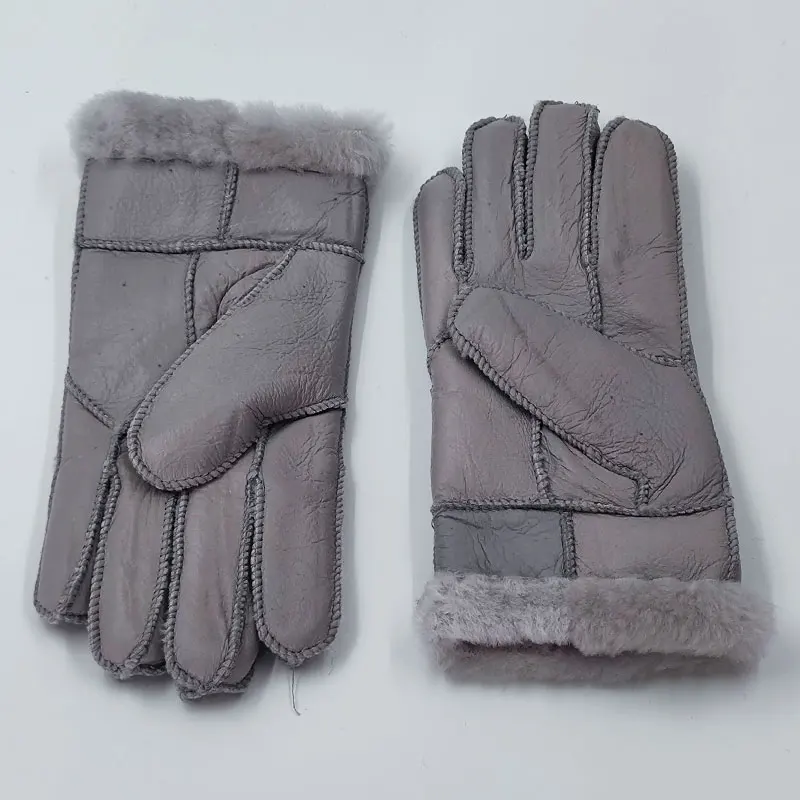 Winter Gloves Warm Fur Sheepskin Gloves Kids Children Leather Gloves Mitten