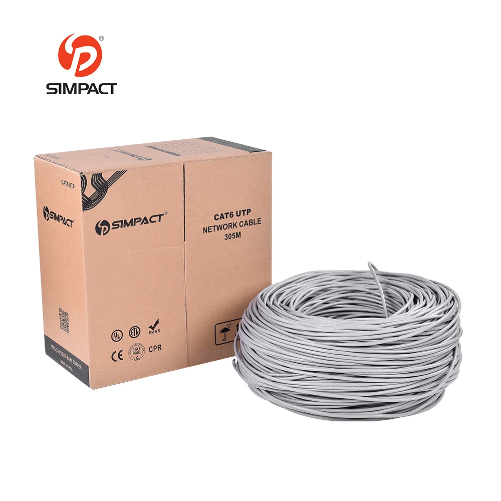 Simpact Custom Pvc/Pe/Lszh/Cmp/Cmr Jacket Eco-Friendly Lan Cable 4Pr 23Awg Cat6 Cat.6 Utp Cable Price 305M Outdoor