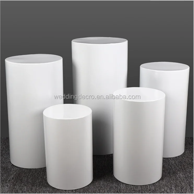 Acrylic round cylinder pedestal white acrylic plinths display stand for wedding