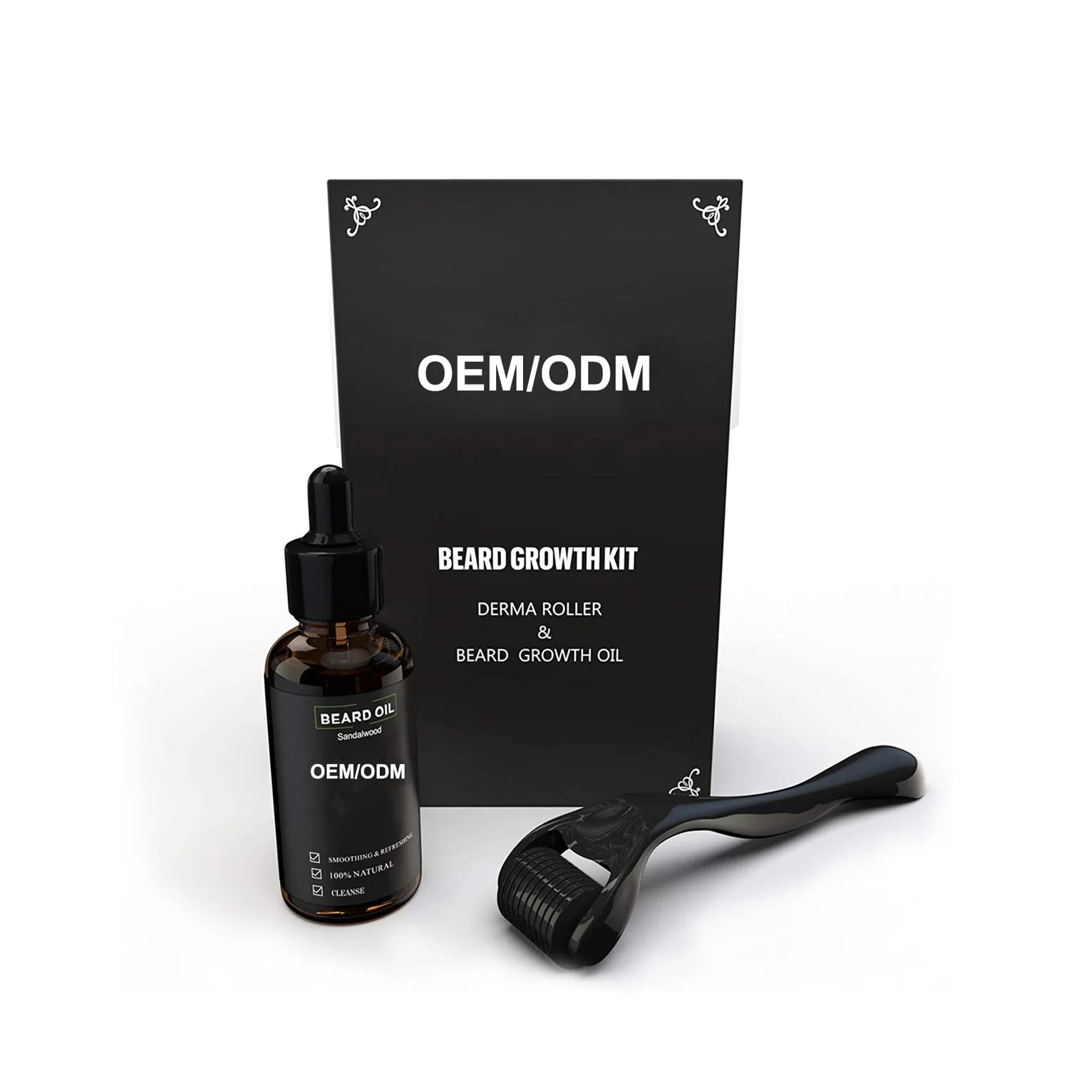 QQLR Private Label Beard Grow Beard Oil With Roller 1 Set Promote Beard Growth Trophoblast Skin Cell