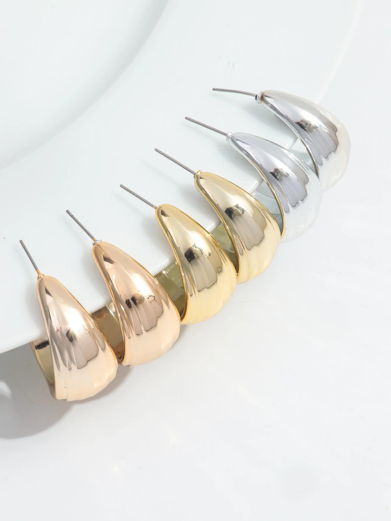 Luxury POP Fashion CC Accessories Silver 18k Gold Plated Party Jewelry Personality Chunky Punk Metal Acrylic Hoop Earrings