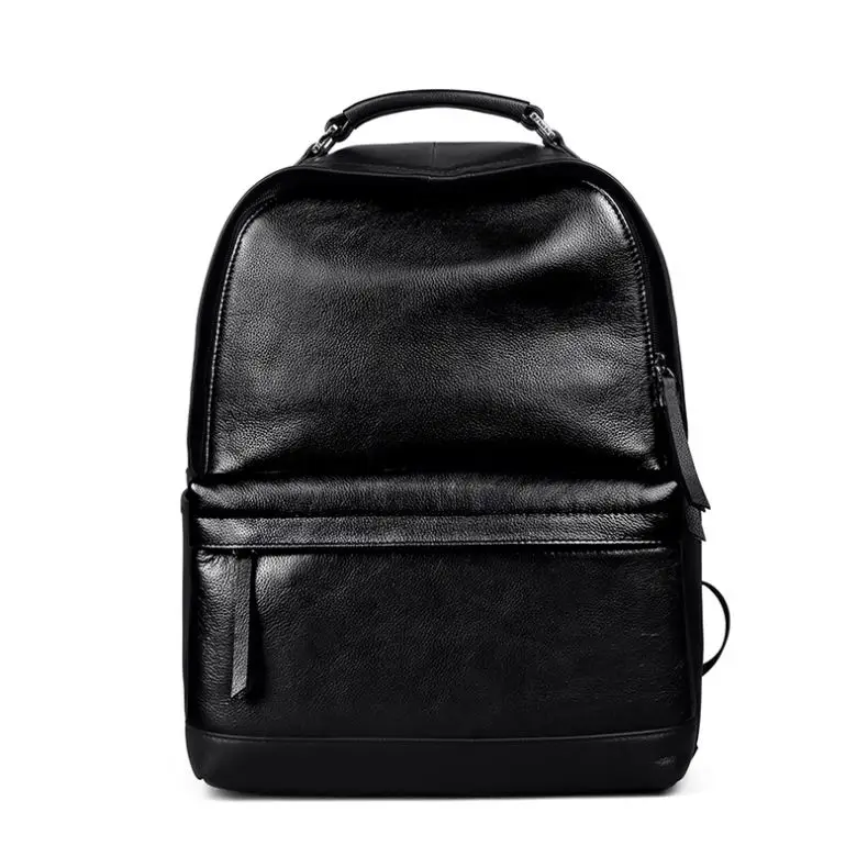 Fashionable New Hot Splendid High Quality Genuine Top Grain Leather Wholesale OEM Custom Male Student School Backpack
