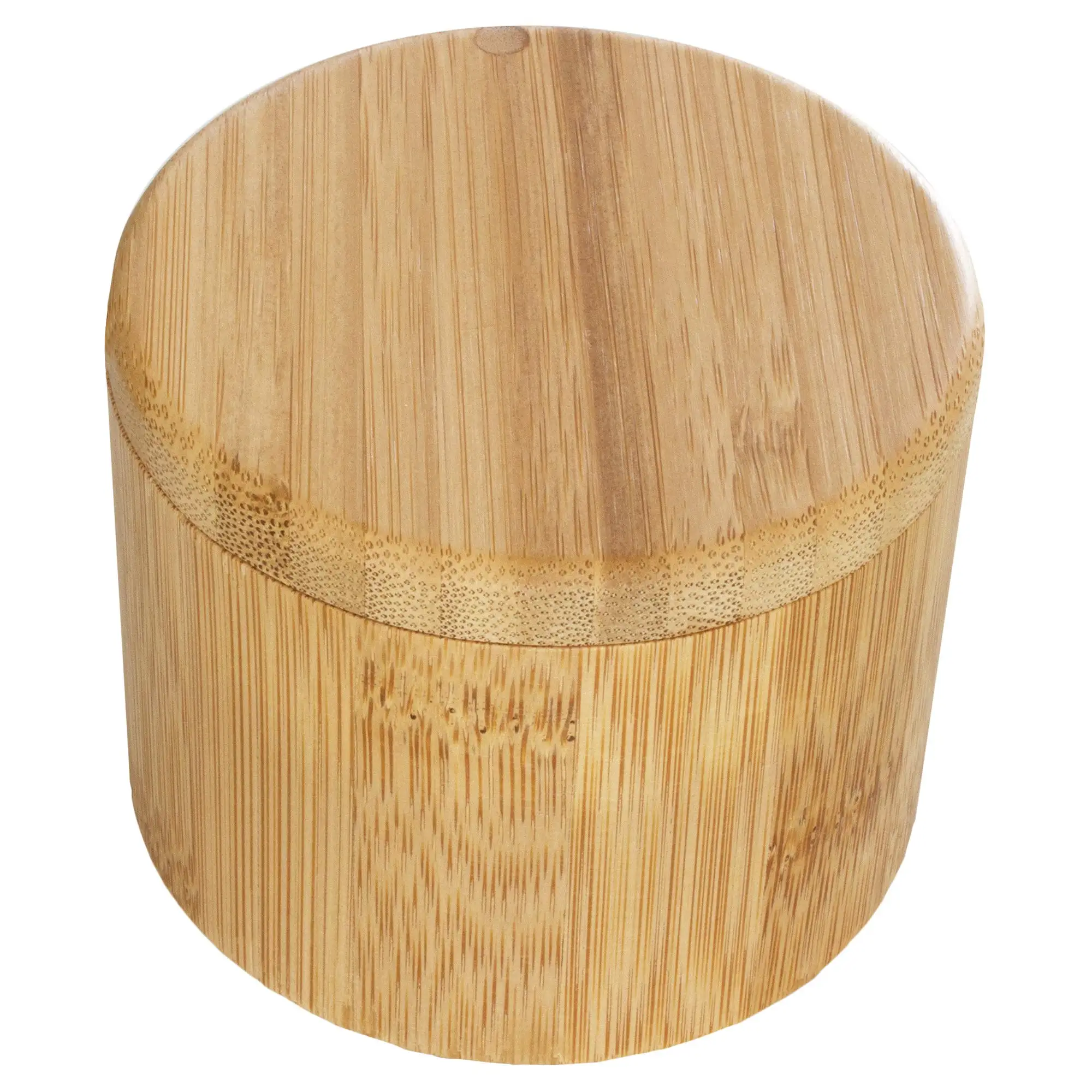 Bamboo Storage box Salt Cellar Round Spice Box Container with Swivel Magnetic lid 6 ounces