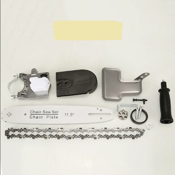 Angle grinder refitted with electric chain saw polishing machine refitted with hand-held chain support sawing accessories