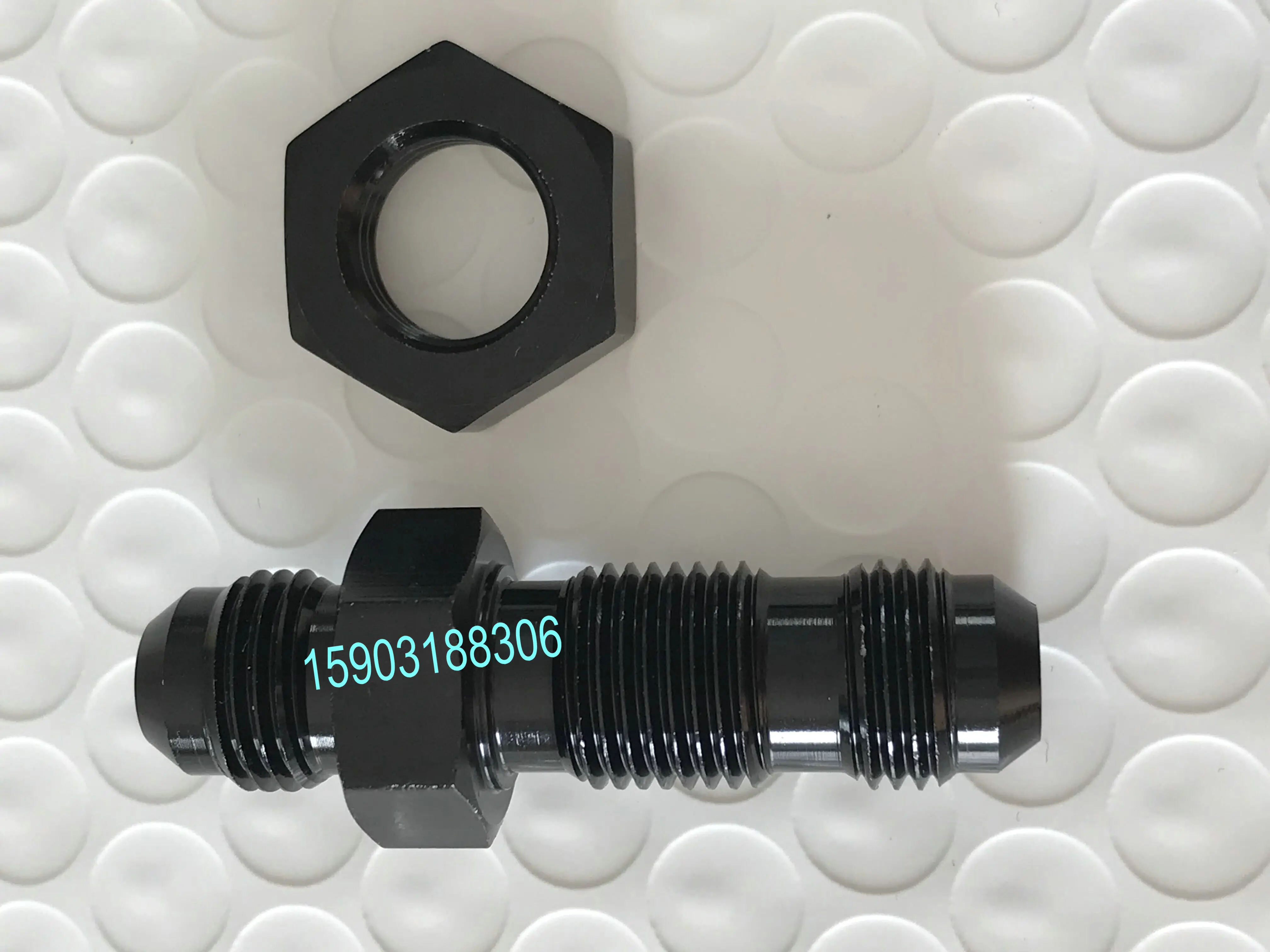 
-AN3-AN16 Anoized Aluminum Straight Male Thread Flare Bulkhead Finish Fitting With Bulkhead Nut Hose Ends 