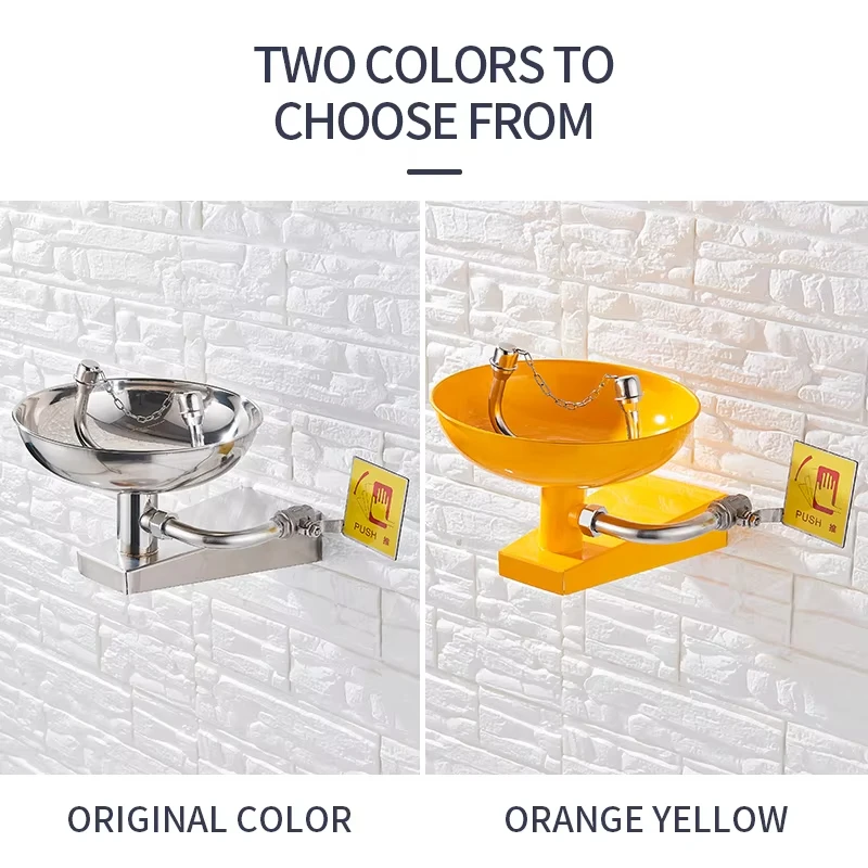 High Quality Professional Wall Mounted Industrial Stainless Steel Lab Fitting Safety Emergency Eye Wash Station