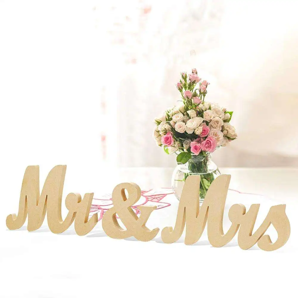 Wedding Table Decoration Mr & Mrs Letters Sign Vintage Style Wooden DIY Decor for Wedding Decoration Table Wedding Centerpieces