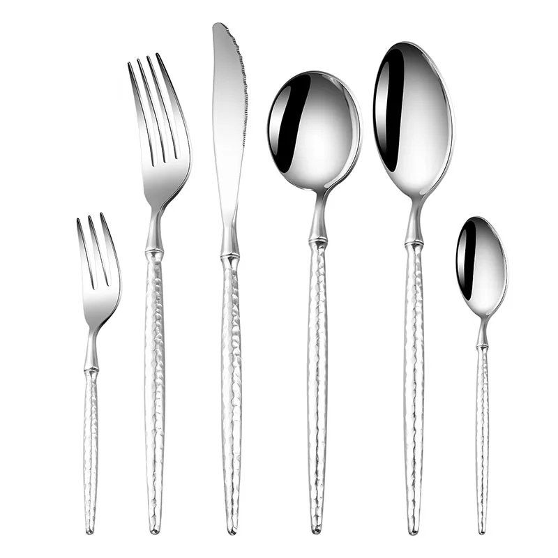 Modern Luxury Wedding Cutlery Stainless Steel Knife Fork Spoon Silverware Gold And Silver Flatware