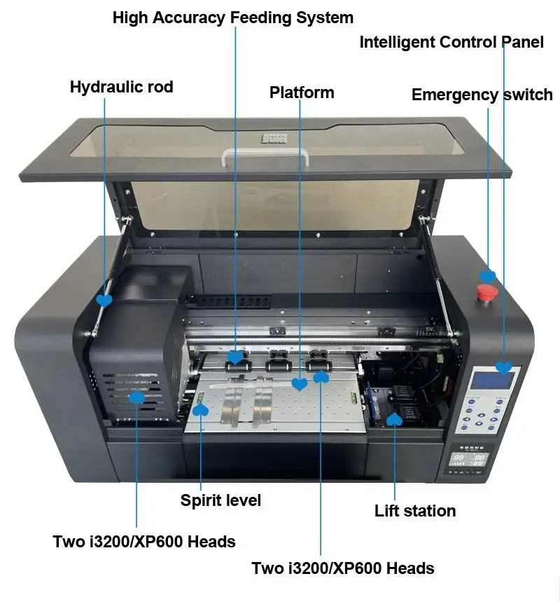 30CM 60CM Portable Inkjet White System Roll Varnish XP600 Print Head  DTF Printer with Shaker