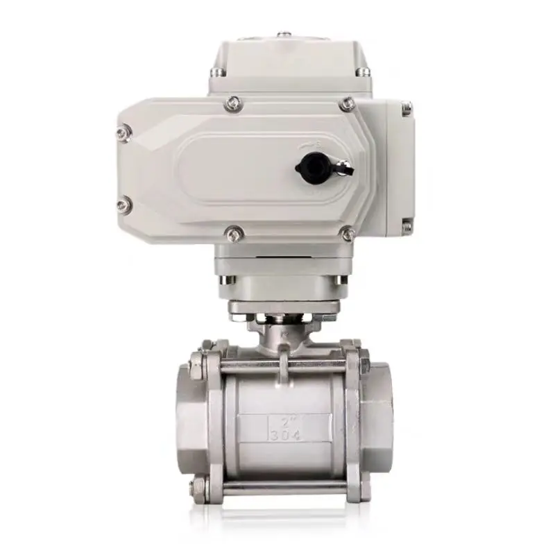 High quality custom NPT full port electric actuator stainless steel three-piece screw ball valve
