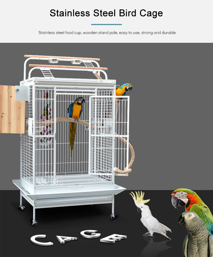 Large Parrot Cage Metal Steel Strong Bird Playing Top Parrot Lovebird Breeding Stand Big Cage For Sale Birds