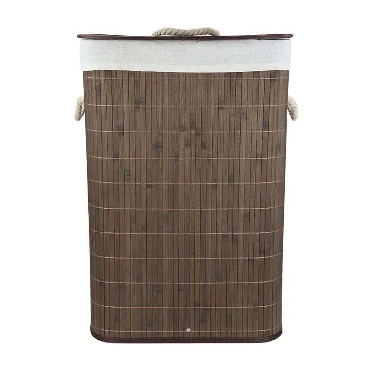 Rectangle Folding Bamboo Laundry Hamper large space foldable bamboo laundry basket