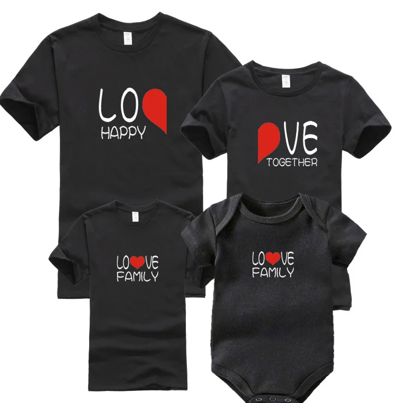 Custom Organic Cotton Or Bamboo Solid Or Printing Design Mom Baby Dad With Children Parent-child Wear Family Matching Clothes