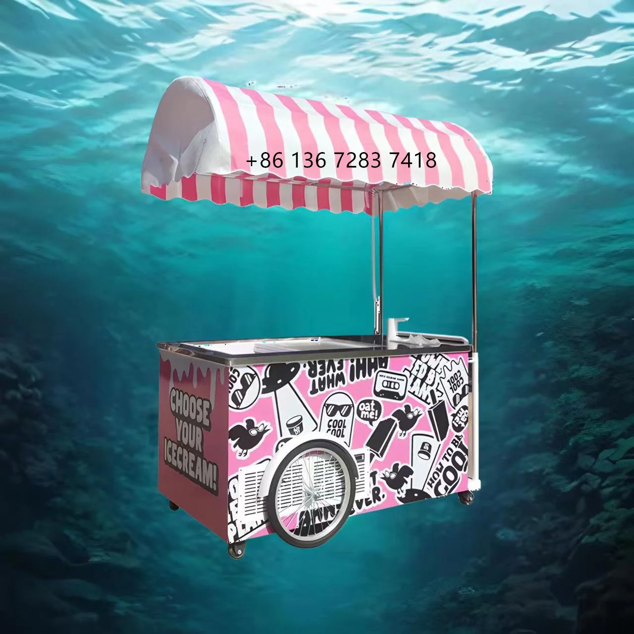 LVKE Street food truck mobile ice cream gelato popsicle freezer with wheels customize design