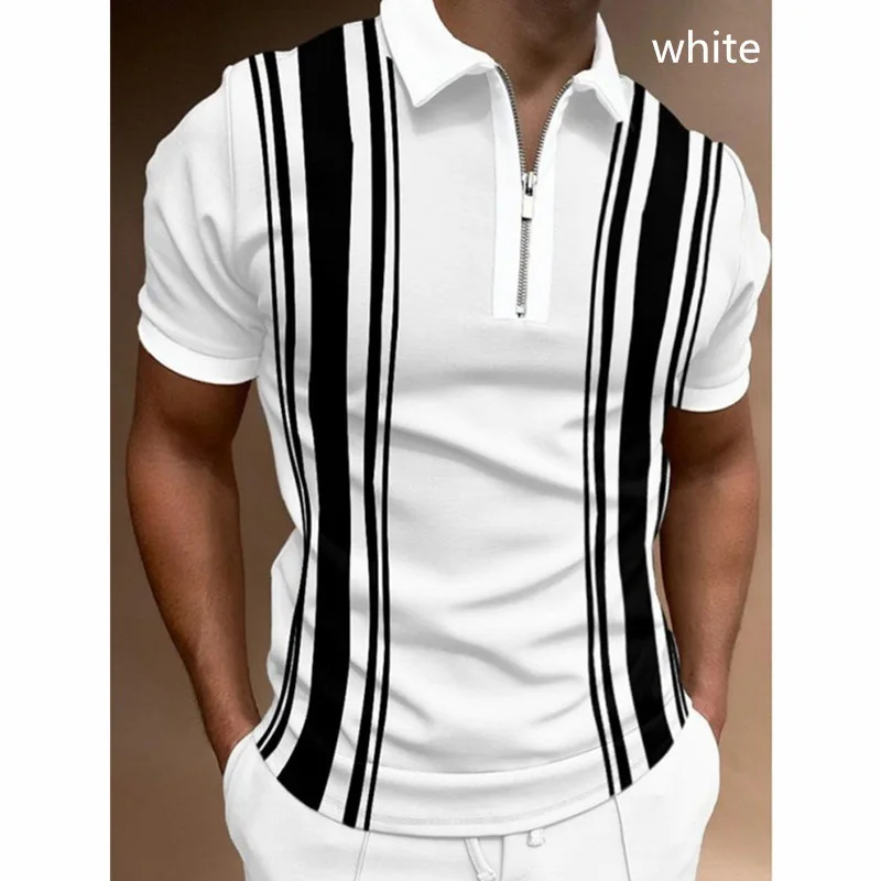 wholesale 3D printed T-shirt lapel zip polo Quick dry and breathable mens clothing polo shirts