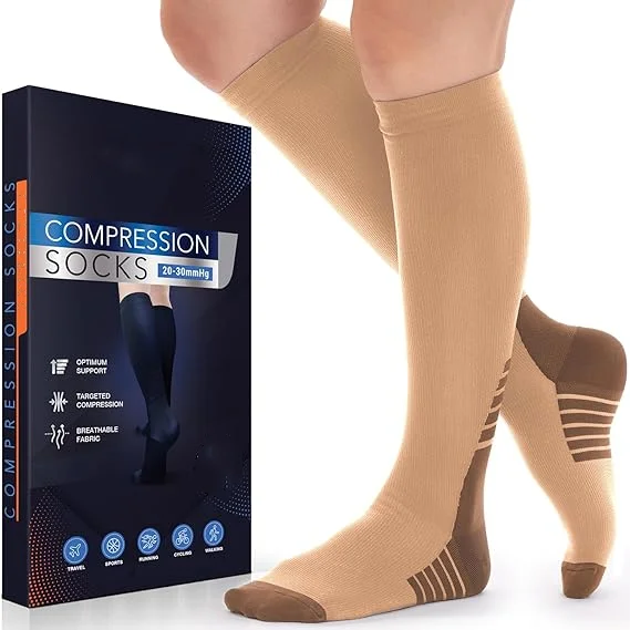 Socks Manufacturer Custom Design Run Cushion Compression Socks Sports 20-30Mmhg Support Compression Socks