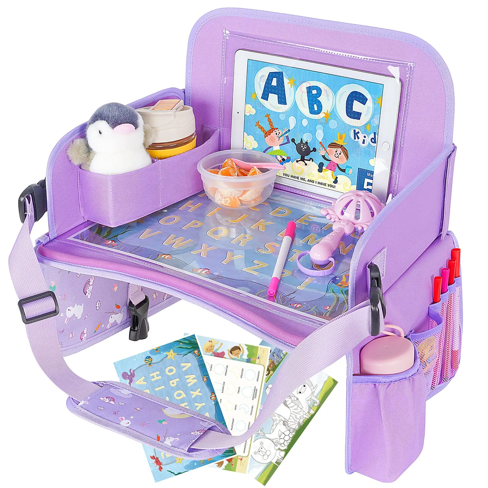 Waterproof Travel Toddler Collapsible Tray Kids Car Custom Travel Seat Tray Activity Children Drawing Board Seat Tray For Kids