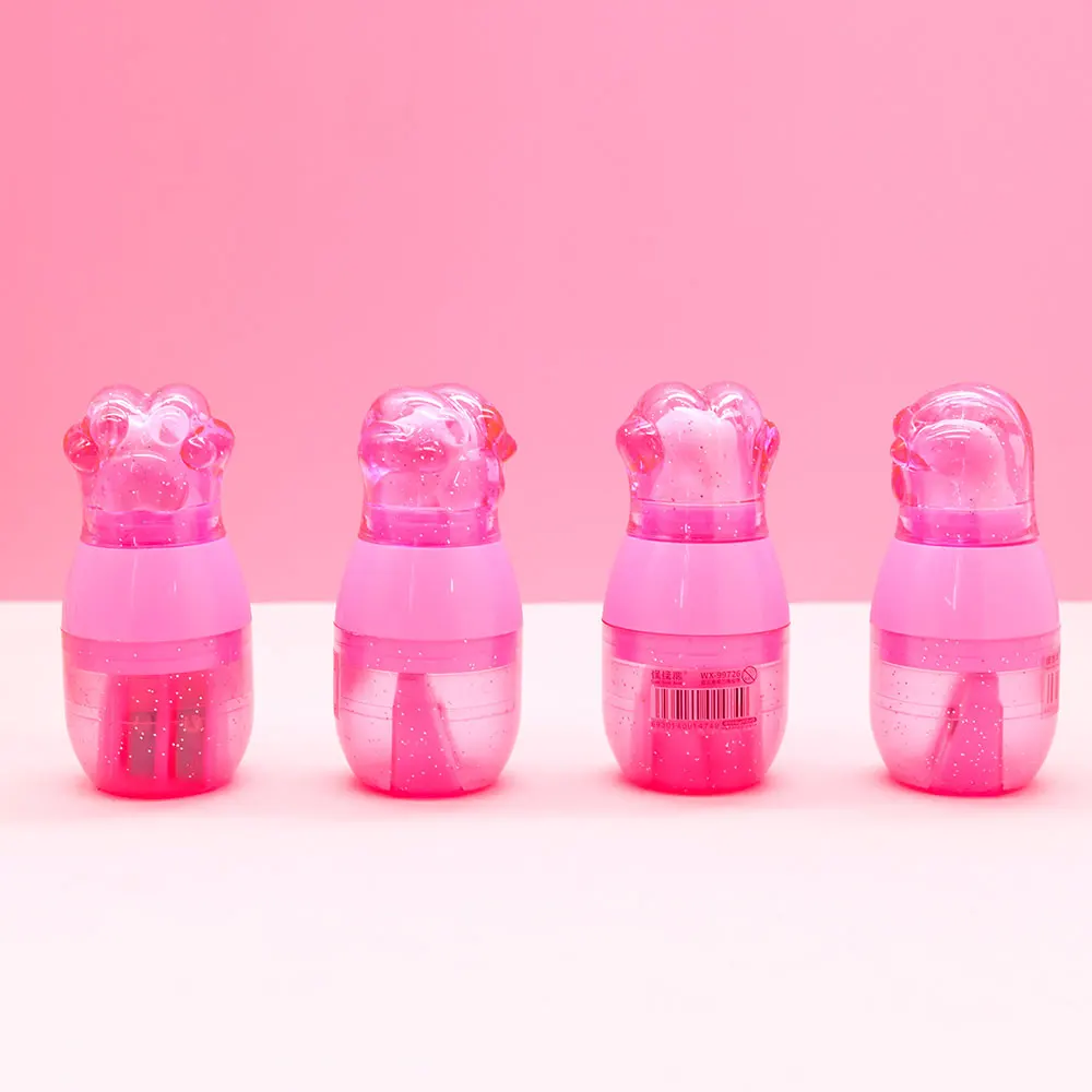 new fun cute cat claw colored eraser double hole plastic pencil sharpener for kids factory wholesale student stationery supplies