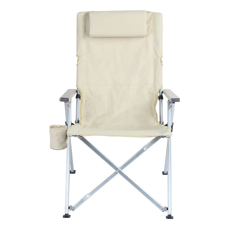 Manufacturer Outdoor Adjustable Portable Ultralight Heavy Duty Aluminum Folding Beach Camping Chair with Pillow