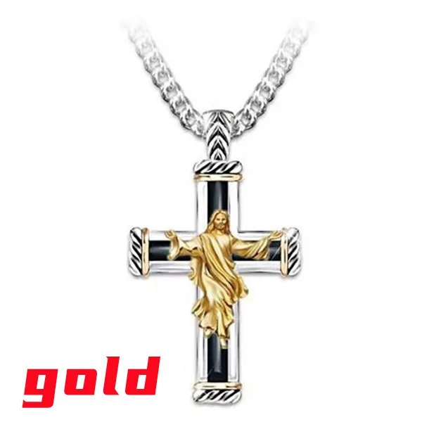 Wish new European and American fashion Jesus Cross Pendant Necklace retro Jesus pendant manufacturer wholesale