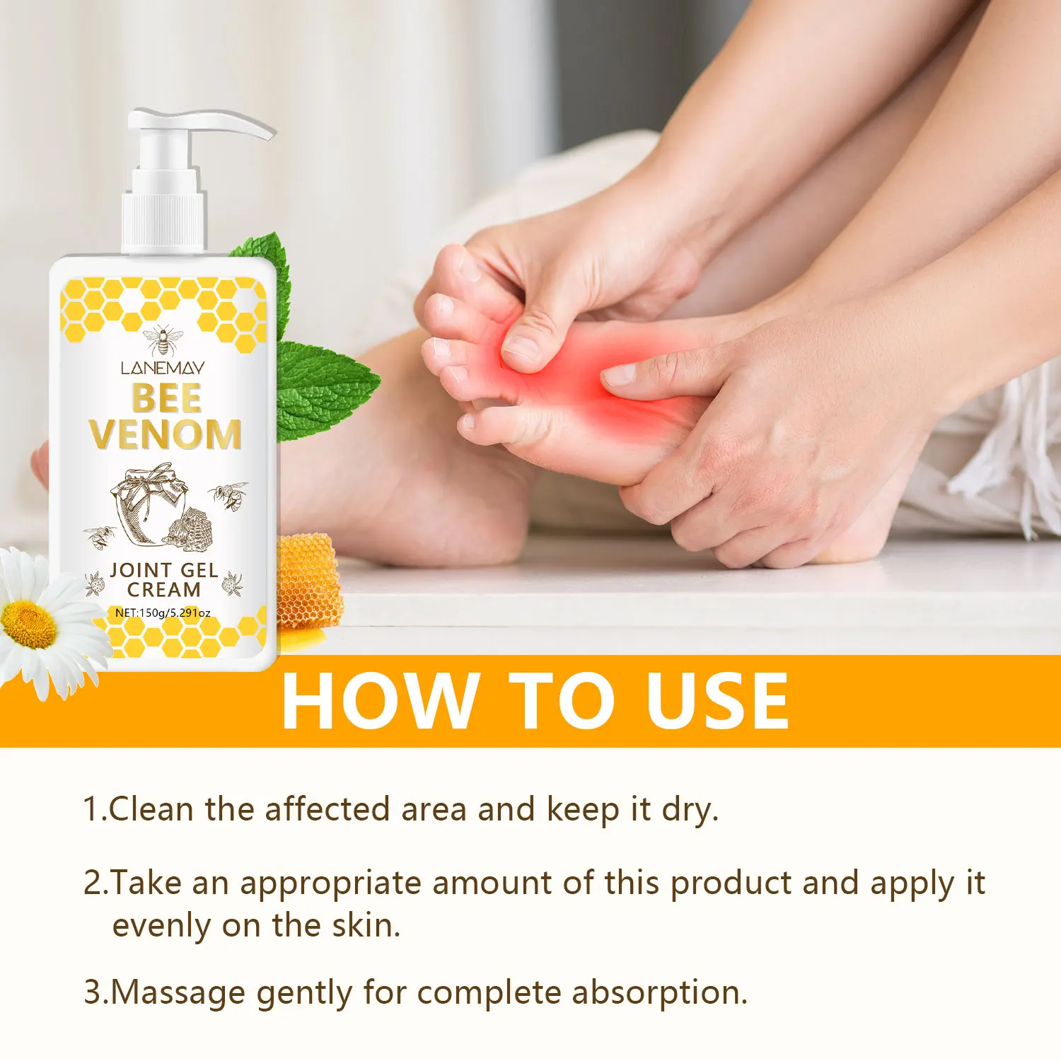 Wholesale Bee Venom Profeesional Safe Fast Acting Muscle Knee Shoulder Elbow Toes Fingers Wrist Care Pain Relief Joint Gel Cream