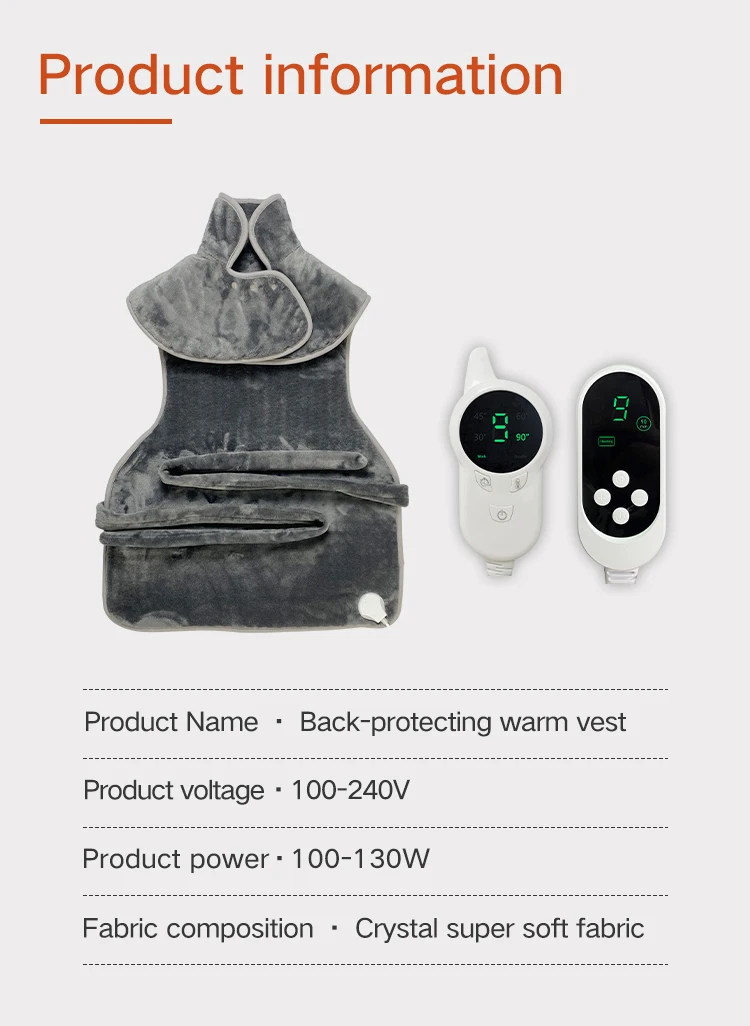 Gray and blue color heating back pad washable heating back pad