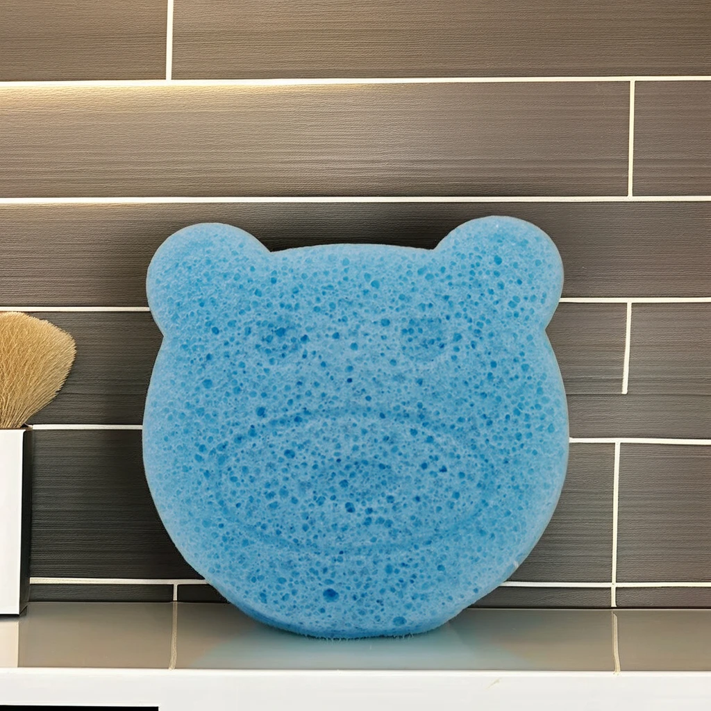 Natural Cute Shape Bear Head Konjac Sponges Baby bath sponge OEM/ODM