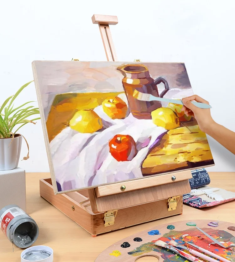 Hot Sale Artist Sketching Box Portable Desktop Storage Table Easel  Wooden