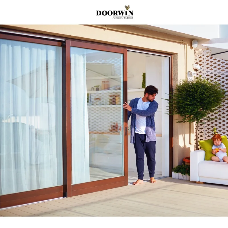 Элегантные наружные гриль-двери Doorwin дизайнерские входные двери красного цвета подъемник из дуба и раздвижная входная дверь