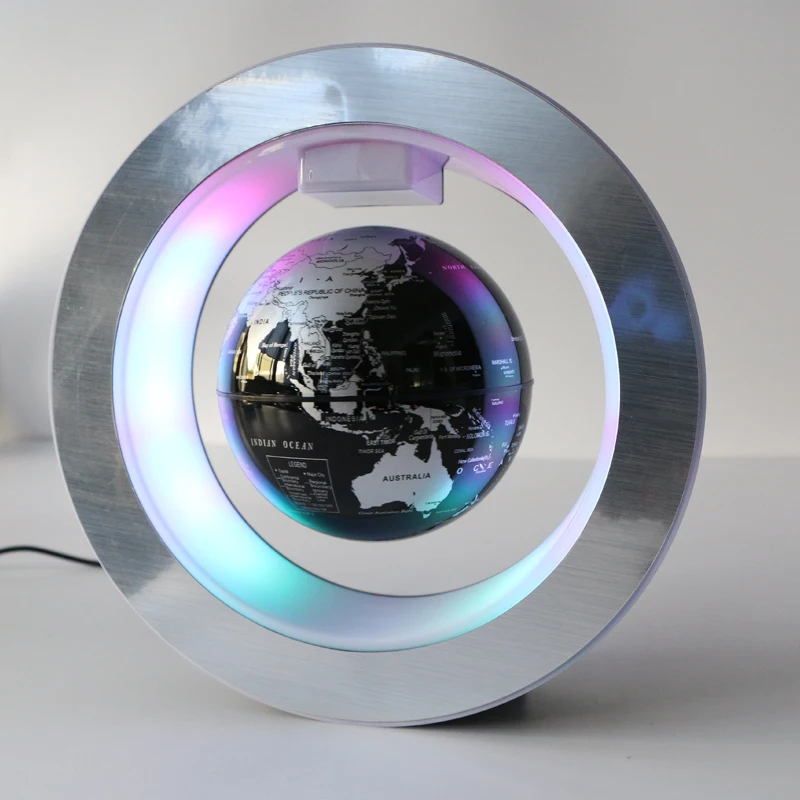 Customized Logo Round Shape 4 Inch Anti Gravity Floating World Map Magnetic Levitating Rotating Globe with Led Light