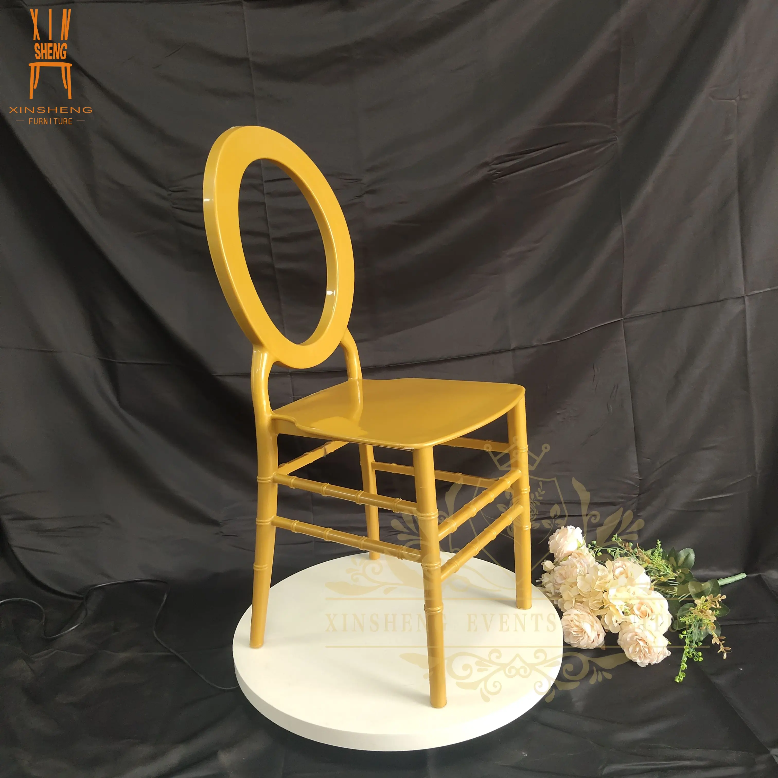 Hot Sale Party Wedding Cheap Price PP Gold Phoenix Resin Chair
