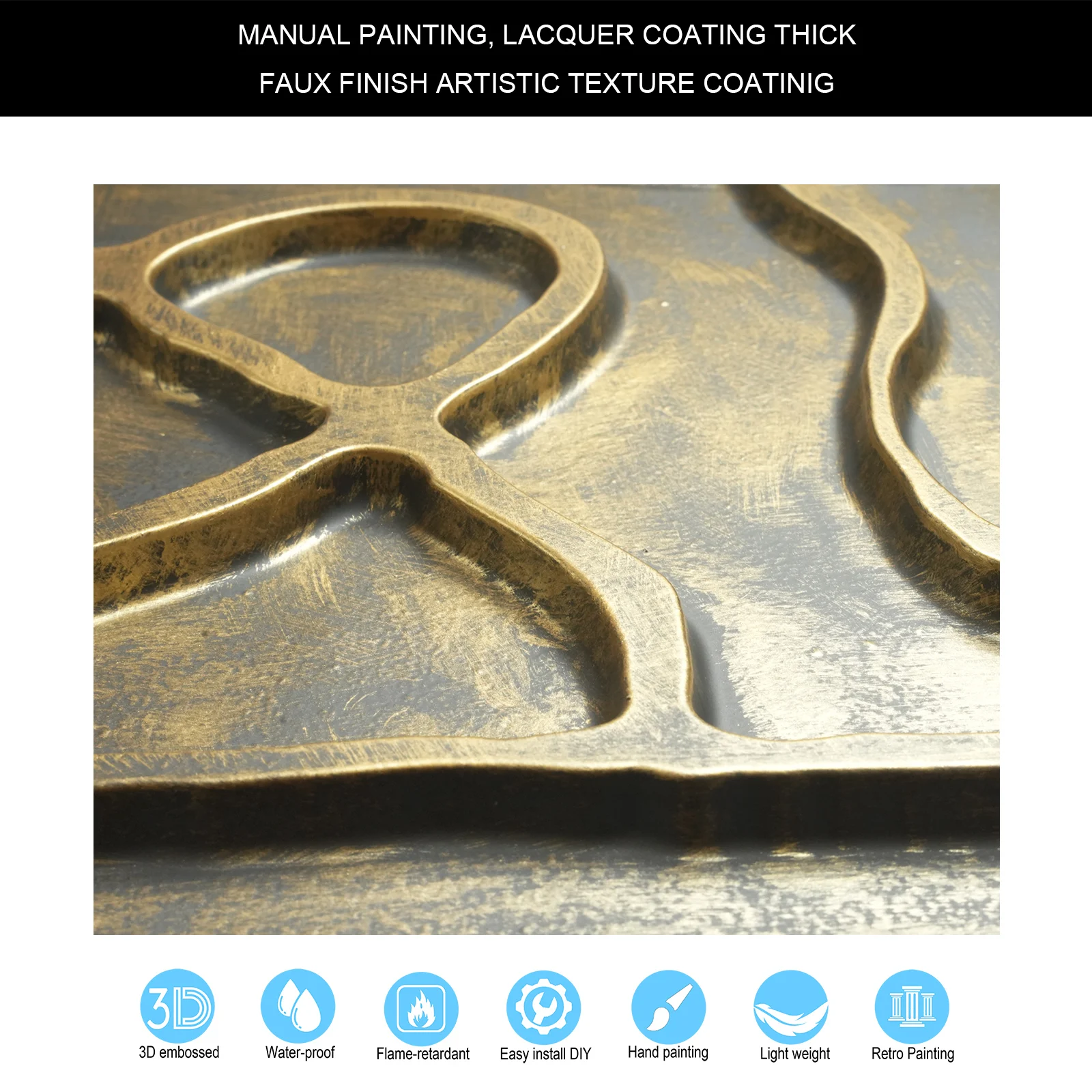 Paint metallic finish interior roof Ceil tiles Emboss interior wall panel Easy to Install PVC Panels PL28 Ancient gold