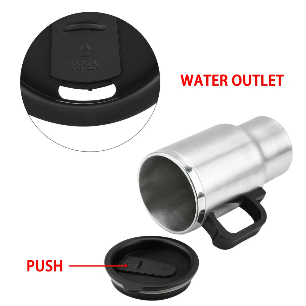 500ml automobile cigar lighter charger Heating Kettle power Stainless Steel Cup Travel Coffee Tea Heated mug