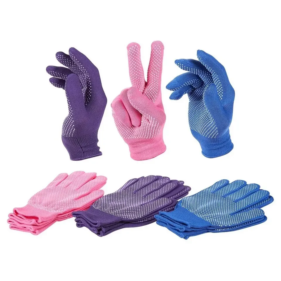 13 Gauge Knitted Polyester PVC Dots Gloves Nylon PVC Dotted Gloves for Work Working Hand Inspection Gloves