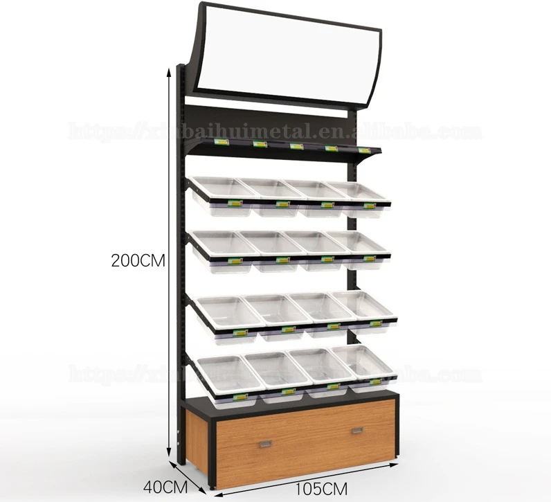 Bulk Snack Shelf Supermarket Convenience Store Wall Bulk Canteen Dried Fruit Small Food Multi-Layer Display Stand Commercial