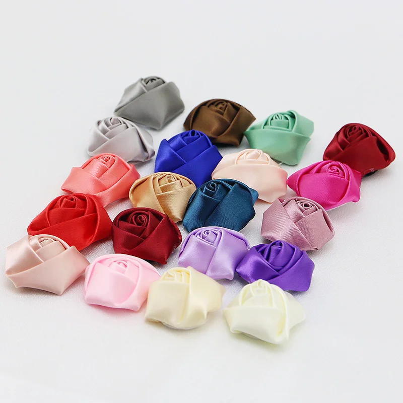 (20 Pcs/pack) 4cm High Quality Satin Three-dimensional Rose Bud Flower Wedding Party Dress Decoration Scrapbook DIY Ribbon Craft