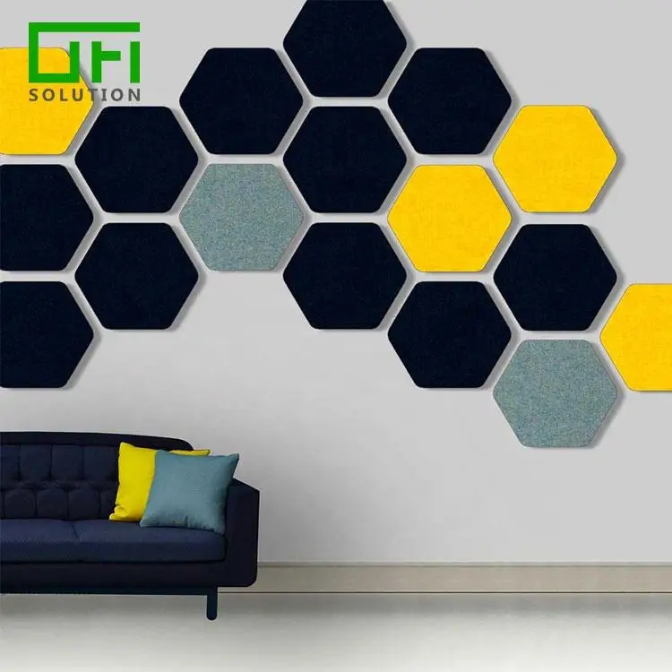 Effectively Noise Absorbing PET Hexagon Acoustic Panels Fireproof PET Panels