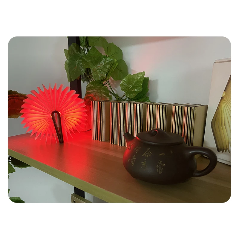 Customized Mini Design Vintage Change Color Wooden Shell LED Book Lamp Light