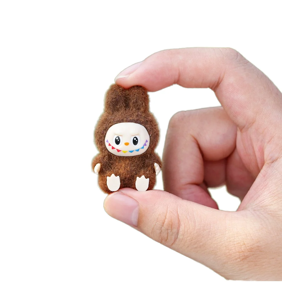 Bubble Mart Labubu Second Generation Mini Pendant Cute Grain Tide Play Blind Box Cotton Flocking Sitting Animal Stuffed Toys