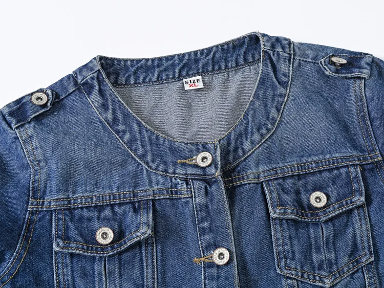 Hot Sell New Denim Jacket For Women Plus Size 6x Custom Crew Neck Long Sleeve Jacket Women High Quality Jeans Denim Jacket